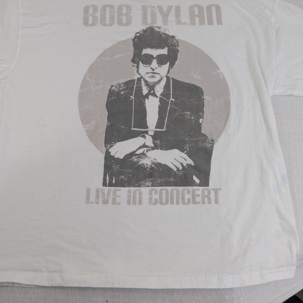 Bob Dylan Arizona Jean Co Stylish White Men's Tee Shirt Medium